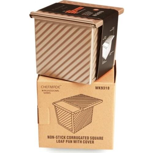 Mini Nonstick Square Loaf Pan With Cover Bread Baking Mould Cake Toast Box with Lid Gold Aluminized Steel Bread Mould Bread Mold