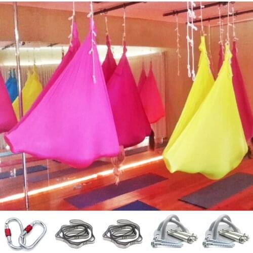 New PRIOR FITNESS yoga hammock set 4*2.8 Meters anti gravity yoga swing aerial inversion Ceiling mount Full Set 20 Colors