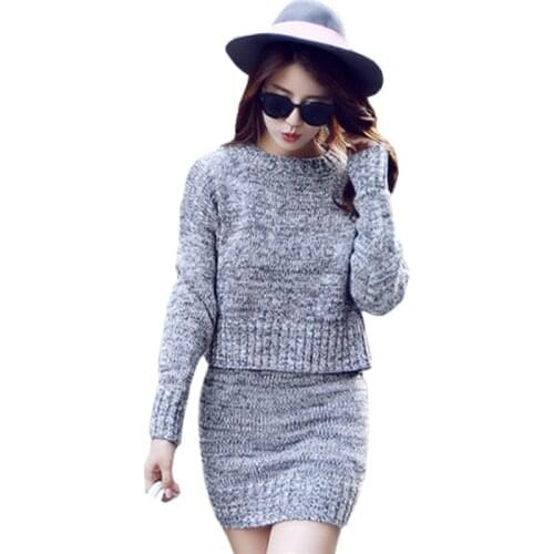 2021 Autumn Sweater Women Suit New womens Fashion Sexy Package Hip Skirt Knitted two-piece Pullover Clothing Vestidos MMY192
