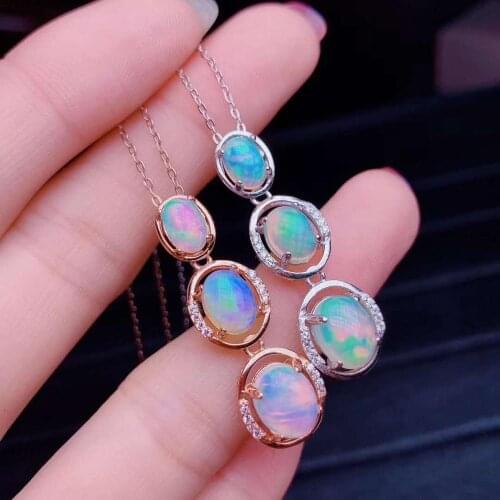 Natural and Real Opal necklace with pendant Free shipping 925 sterling silver Natural original opal
