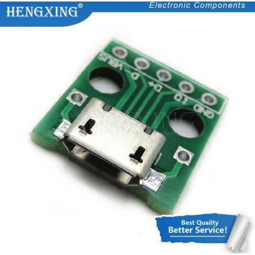 10pcs/lot MICRO USB to DIP Adapter 5pin female connector B type pcb converter pinboard 2.54 In Stock