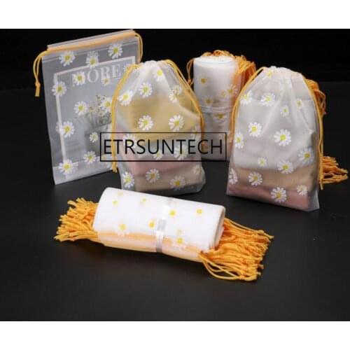 500pcs Flower Drawstring Bag Transparent Shoes Dustproof Bag Travel Clothes Organizer Socks Towel Storage Bag