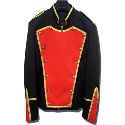 Style Palace British Prince Gold Thread Surround Retro Stage Suit Men Party Blazer Slim Fit Jacket Singer Coat Performer Coat