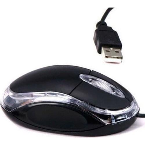 USB 800DPI Red LED Mouse Black for PC Computer Laptop Windows 10 7 Vista
