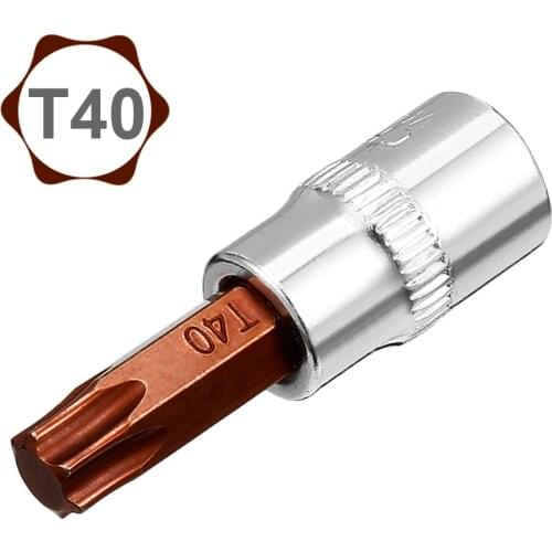Uxcell Hot Sale 2Pcs S2 Steel 1/4-Inch Drive T40 Torx Bit Socket for Tightening Nuts Bolts Drive Ends fit 3/8-inch Drive