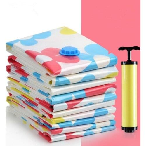 Vacuum Bag For Clothes Storage Bag With Valve Foldable Compressed Organizer Space Saving Seal Packet with Hand Pump