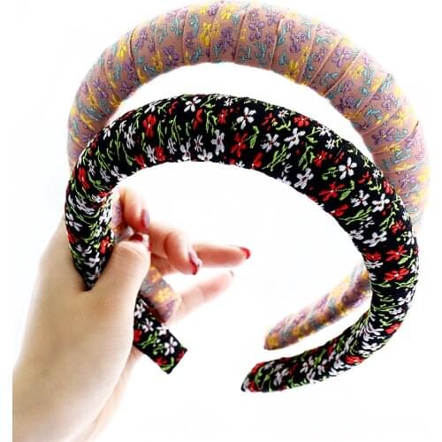 Vintage Floral Print Braided Bezel Hair Band Women Headband Girls Hair Accessories Hoop Hair Clips diademas opaska do wlosow