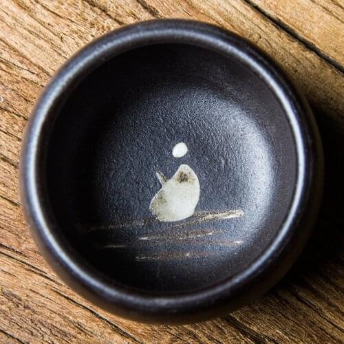 Japanese style ceramic tea cup accessories rough pottery hand painted teacup Zen heart bowl cup new arrival