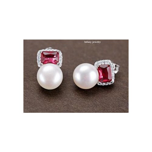 Women Gift word Love S925 pure natural pearls Earring female gem zircon Pearl Earrings AAA women -jewelrynoble ladys