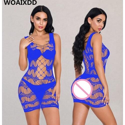 Women Sexy Lingerie Lace Erotic Babydoll Mesh Bodystocking Hollow Fishnet Stockings Backless Teddy Dresses Sexe Lenceria Costume