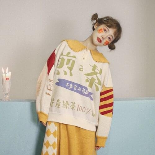 Winter Original Design Cute Sweet Thick Cotton Sweater For Women Pullover Knitted Jumpers Top Loose Preppy Style High Quality