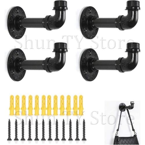 1/2 Pcs 90 Degree One Flange 2.5cm Industrial Iron Pipe Shelf Brackets Rustic Pipe Brackets Wall Mounted Vintage Furniture