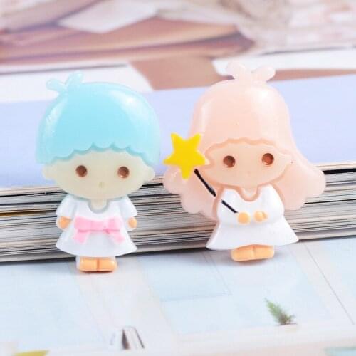 10 PCS Resin Twin Girls Boys Cute Cartoon Baby Hair Jewelry Mobile Phone Case Slime Diy Material Jewelry Flatback Accessories