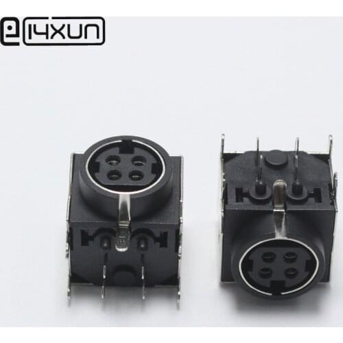 2pcs DIN 4 Pin Female Jack Adapter PCB Panel Mount Solder Chassis Connector Nickel Plated S Terminal