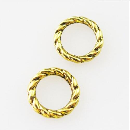 200Pcs Antiqued Gold Color Round Circle Spacer Beads Charms 8mm