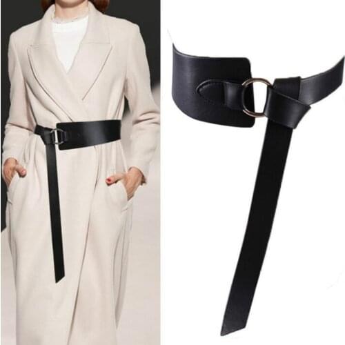 2020 New Wide Leather Corset Belt Female Tie Obi Thin Red Black Bow Leisure Belts for Lady Wedding Dress Waistband Womens Belts