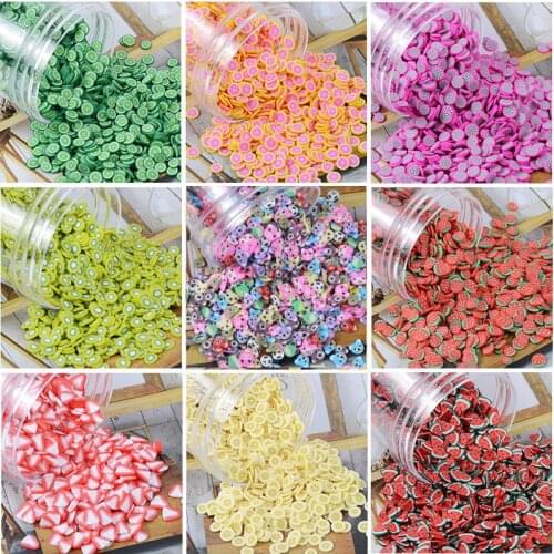 23 Styles..Cane Slices 10000pcs 3D Fruit Canes Polymer Clay Nail Art Stickers Tips Slices Decorations Fruit Slices For Manicure