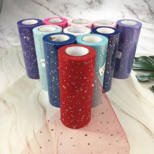 25Yards 15cm Glitter Sequin Baby Shower Decoration Tulle Roll Tutu Skirt DIY Tulle Spool Wedding Decoration Party Decoration