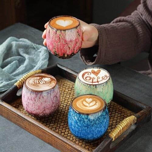 250ml Chinese Style Tea Cup Coffee Mug Ceramic Kiln Transmutation Kungfu Teacup Creative Coffee Cup Drinkware Adult Gift