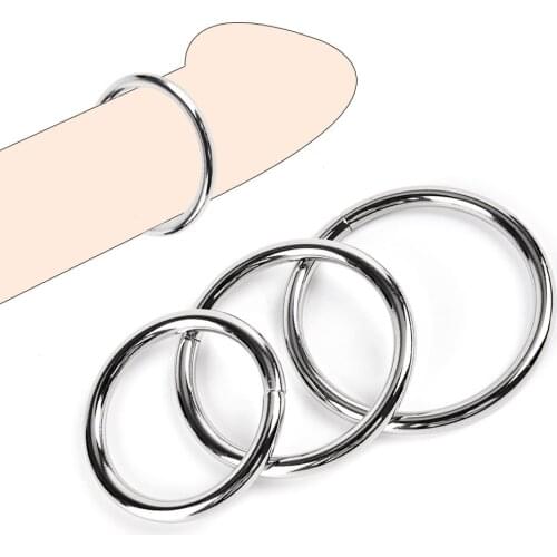 3PCS/SET Metal Penis Ring Lock Delay Ejaculation Sex Toys for Men Erection Scrotum Bind Large Cock Ring BDSM Erotic Toys