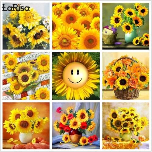 5D Diamomd Painting Sunflower Full Square Drill Home Decor DIY Embroidery Mosaic Vase Sale Wall Art Handicraft