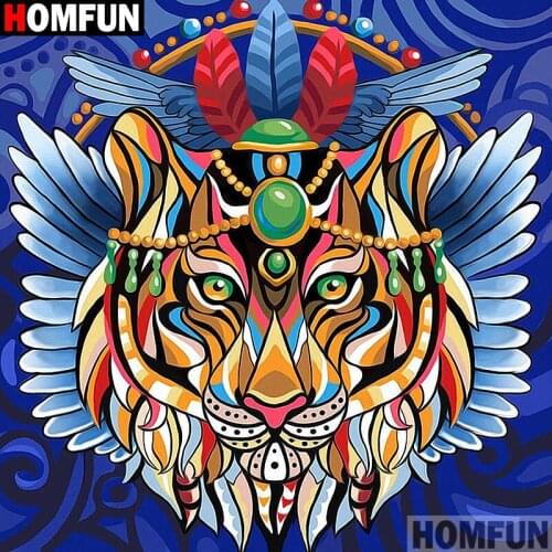 Homfun Full Square/Round Drill 5D DIY Diamond Painting "Cartoon color tiger"3D Embroidery Cross Stitch Home Decor Gift A10027