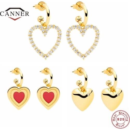 CANNER 2021 Luxury 925 Sterling Silver Personalized New Mini Heart-shaped Zircon Pendant Drop Earrings Women Jewelry Pendientes