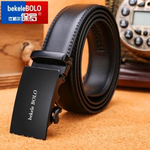 BekeleBOLO Leather belts men Automatic Buckle Belt 100% Genuine Cow Leather Business Casual Strap Belt Formal Business Cowhide