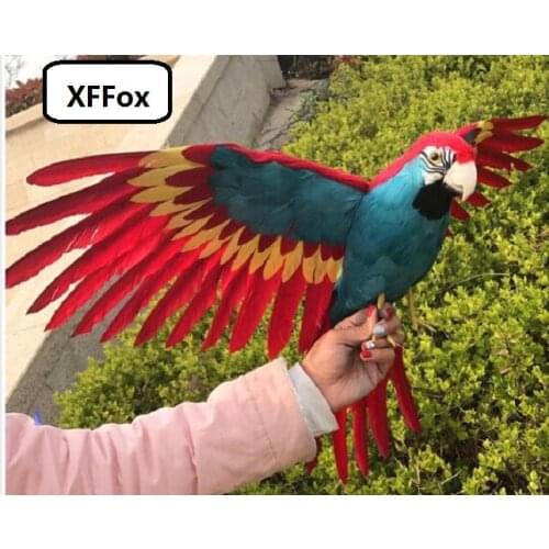 Big real life wings parrot model foam&feather red&dark green simulation parrot bird gift about 45x60cm xf0308