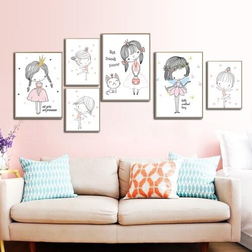 Spray Color Cartoon Poster Dancing Girl Fairy Room Decoration Cuadros Decoracion Posters And Prints Canvas Painting No Fram