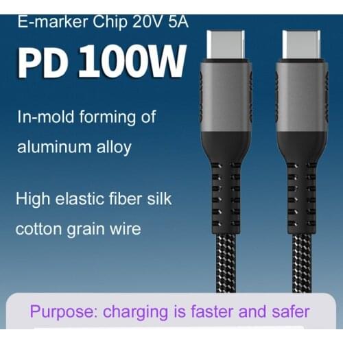 PD 100W USB Type C to USB C Cable 5A Quick Charge 4.0 3.0 Fast Charging USB-C Type-C Cable for Samsung Xiaomi Macbook Pro Pad