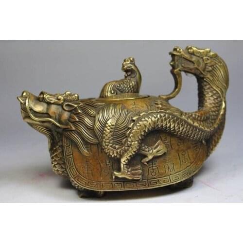 Chinas rare ancient bronze dragon hand teapot