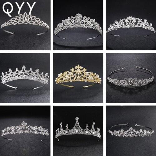 Classic Rhinestone Alloy Princess Tiaras and Crowns Wedding Hair Jewelry Accessories Headpieces Bridal Head Ornaments for Bride
