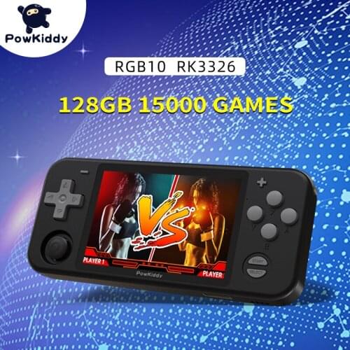 POWKIDDY RGB10 3.5-Inch IPS Open Source Handheld Game Console Players RK3326 EE4.1 Version 128G 30000 Games Childrens gifts