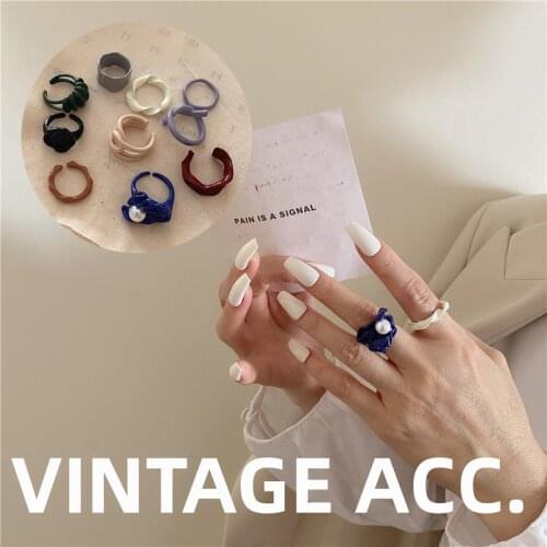 Korean Version Of The Ring Women Geometric Moran Color Ring INS Korean Niche Design Element Circle Fashion Ring