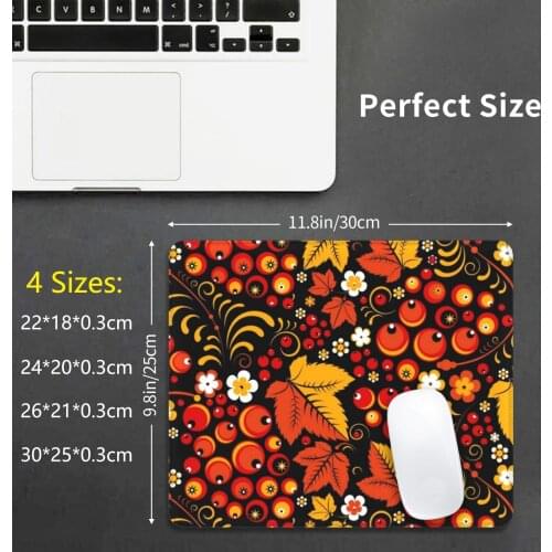 Golden Khokhloma Seamless Pattern In Slavic Folk Style Mouse Pad DIY Print Autumn Background Berries