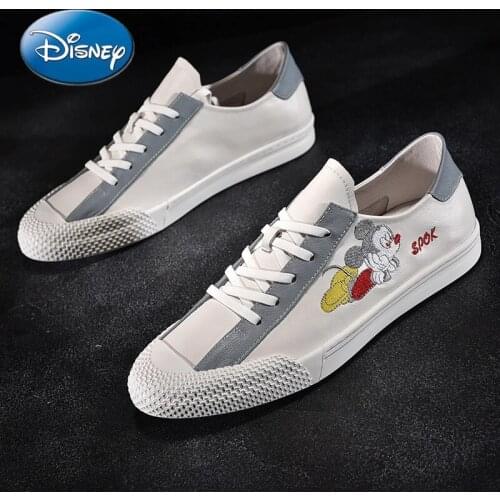 Disney leather summer new shoes mens Mickey Mouse casual shoes white shoes mens sneakers