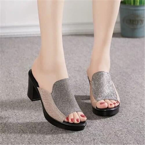 Summer Ladies Fashion Slippers Women High Heels Sandals Platform Espadrille Casual Shoes Female PU Peep Toe Footwear 2021 New