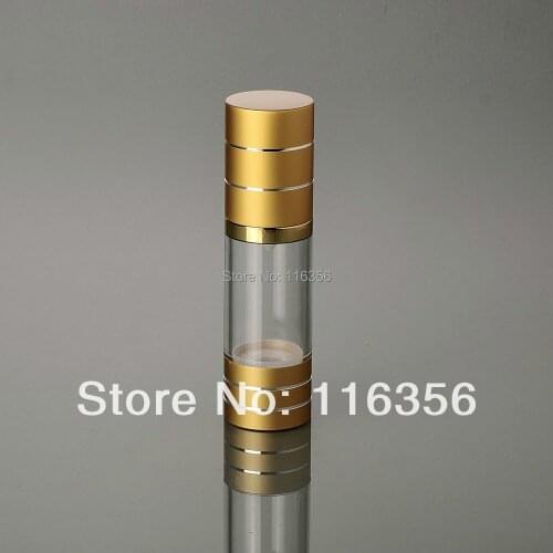 30ML matt gold airless bottle or plastic lotion bottle with shiny gold airless pump can used for Cosmetic Packaging