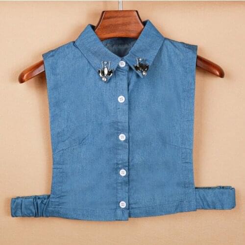 Fashion women Decorative Round and Peaked accessaries Removable False Choker Blue jeans detachable bead flower crystal necktie