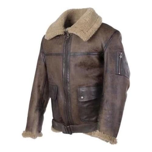 Mens Retro Fur Locomotive Jacket Stand Collar Zipper PU Leather Warm Coat Winter Fashion