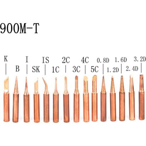 15kinds 10pcs/lot Pure Copper Soldering Iron Tips Kit 900M-T Series Lead-free Welding Head for Soldering Rework Station Tool
