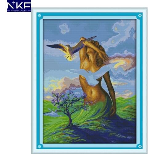NKF Earth Goddess Chinese Cross Stitch Counted Cross Stitch Kits Embroidery Cross Crafts Hobby Cross Stitch Sets for Home Decor