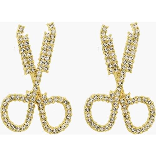New Jewelry Scissors Design Fashion Super Flash Crystal Long Earrings Aretes De Mujer Earrings For Women Brincos