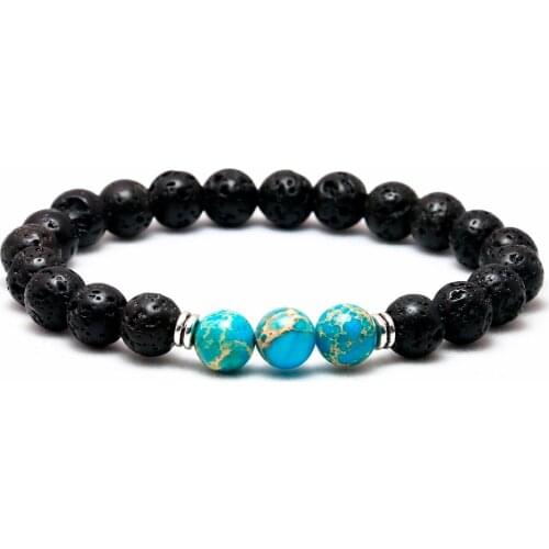 New Design Rock Lava Stone with Sea Sediment Imperial Lucky Men Bracelet Party Gift Beads Stretch Energy Yoga Bracelets Women