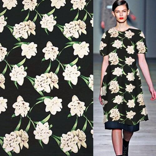 Designer heavy Thick silk cotton satin fabric floral print 45" width 34momme 114cm width,SCT110