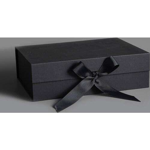 26.5×19×8cm Gift Box Boite Cad Packaging Wedding Anniversary Party Magnetic Ribbon Thickness Rigid Packaging Box Direct Sales