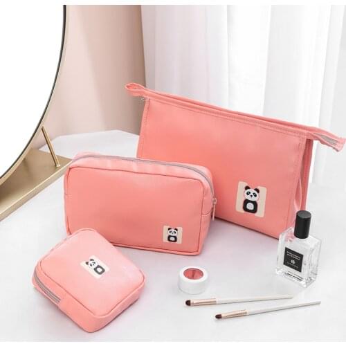 PU Women Makeup Bag Weekend Travel Portable Cosmetic Zipper Pouch Household Bathroom Toiletry Storage Handbags Accessories
