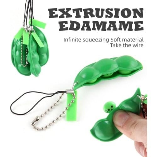 Fidget Toys Extrusion Beans Peas Squeeze Edamame Toy Pendants Stressball Gadgets Gift Sensory Antistress Keychain