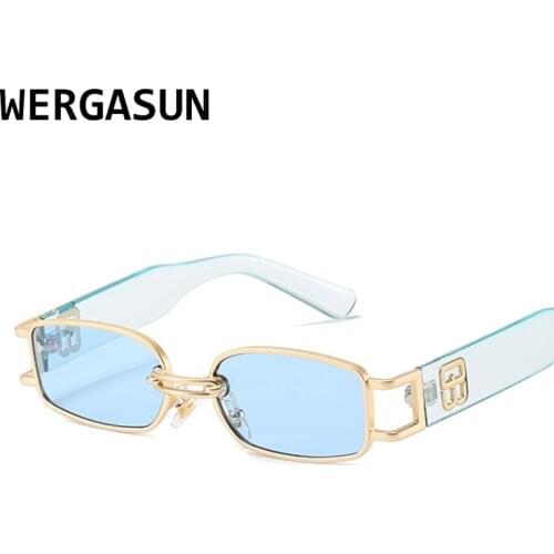 WERGASUN Rectangle Sunglasses Women Hip Hop Steampunk Sun Glasses Punk Metal Square Eyeglasses UV400 Oculos